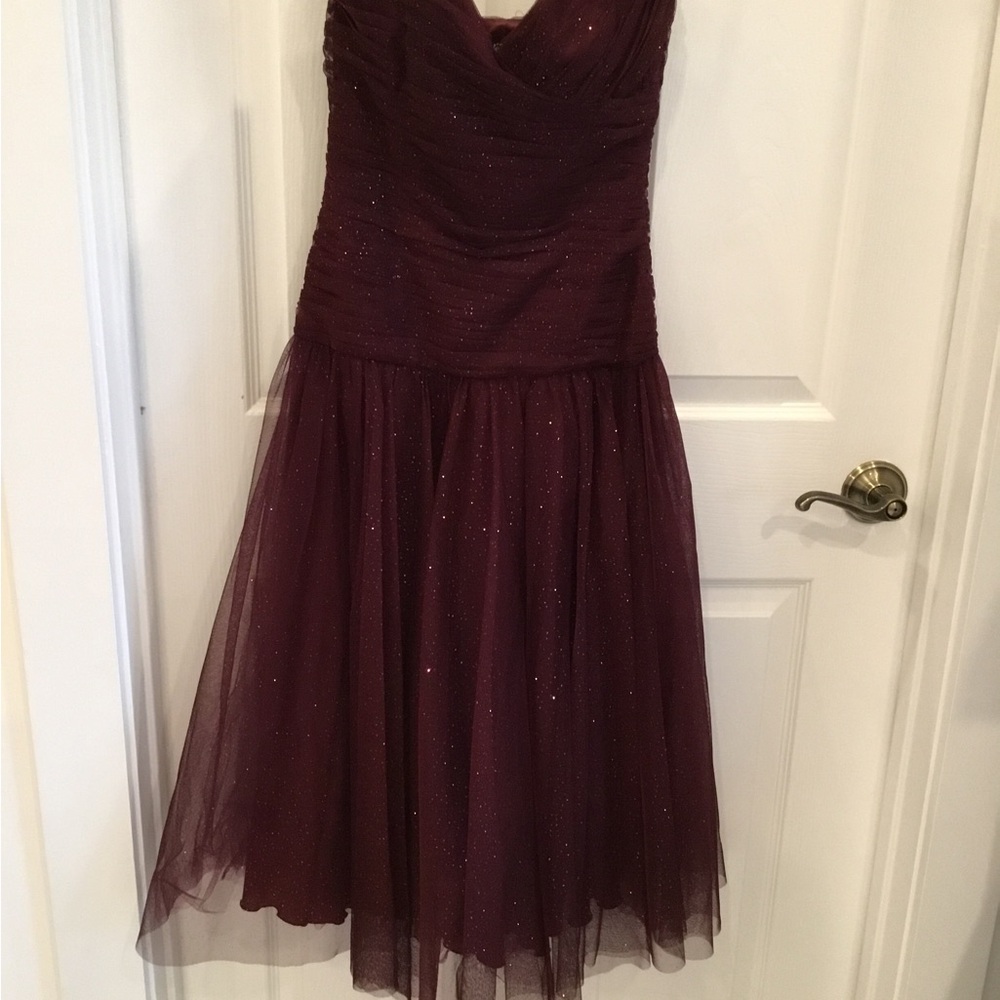 Weekend sale. Elegant Burgundy Strapless Dress